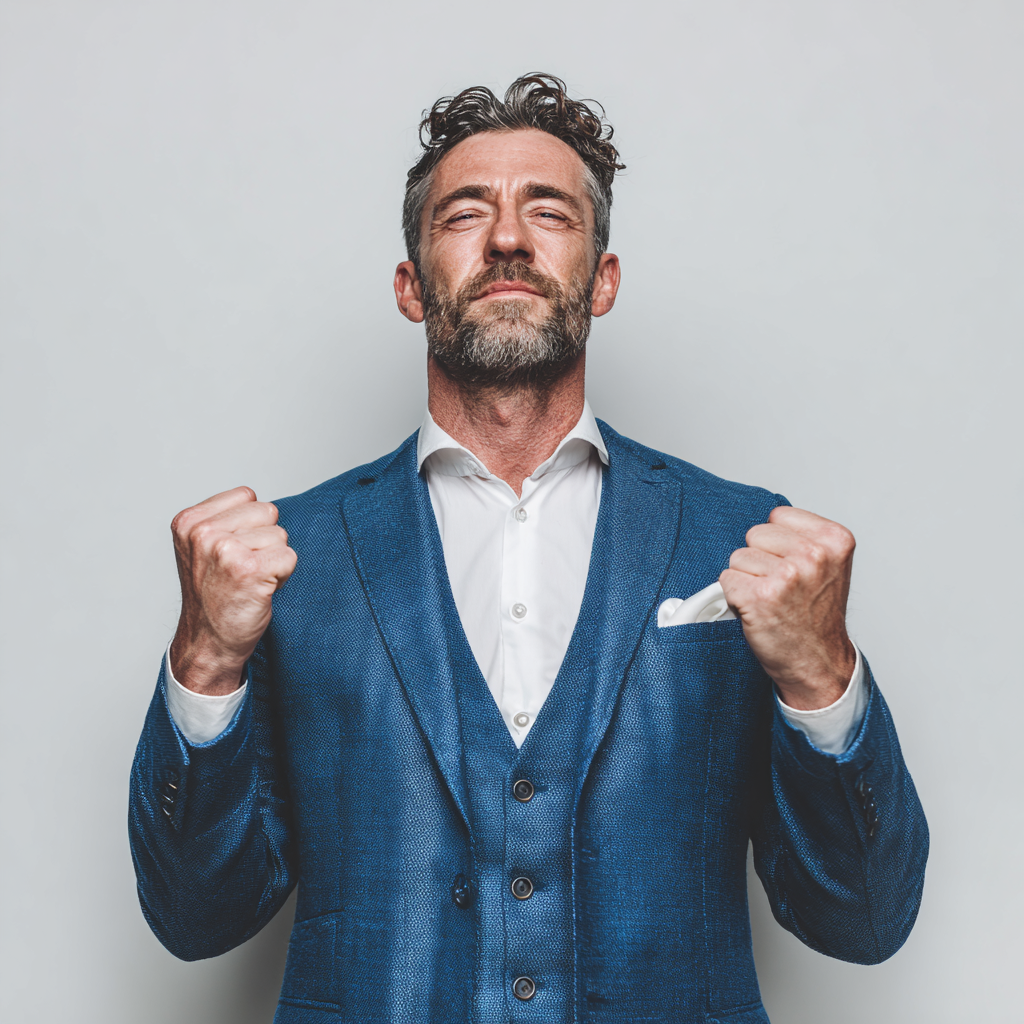 Successful businessman with confident posture and winning mindset